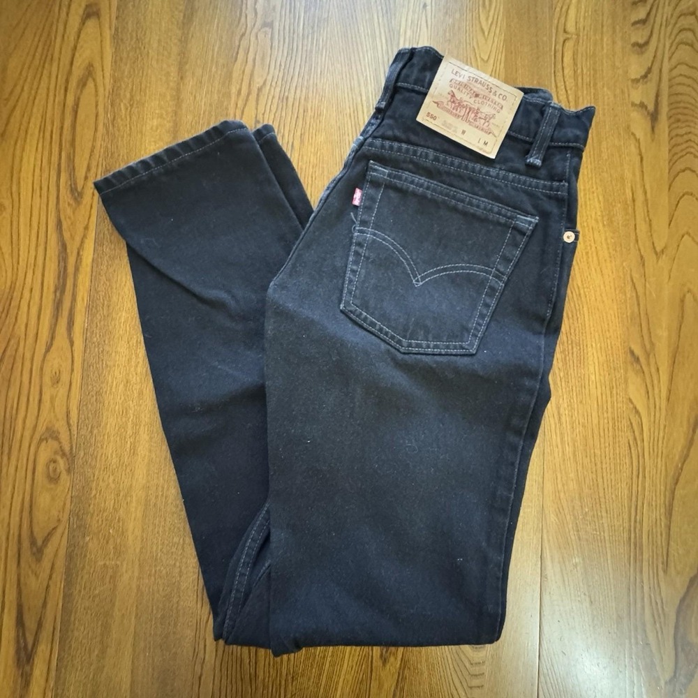Vintage Y2K Levi's 550 Relaxed Fit Tapered Leg Black Denim Jeans Women's 9 Med